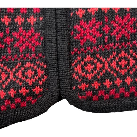 NOMADIC TRADERS Fairisle Cardigan in Black and Reds Size Medium - Picture 3 of 12